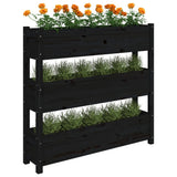 Plantenbak 112x25x104,5 cm massief grenenhout zwart - AllerleiShop