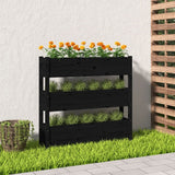 Plantenbak 112x25x104,5 cm massief grenenhout zwart - AllerleiShop