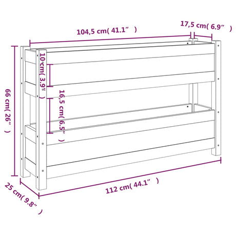 Plantenbak 112x25x66 cm massief grenenhout wit - AllerleiShop