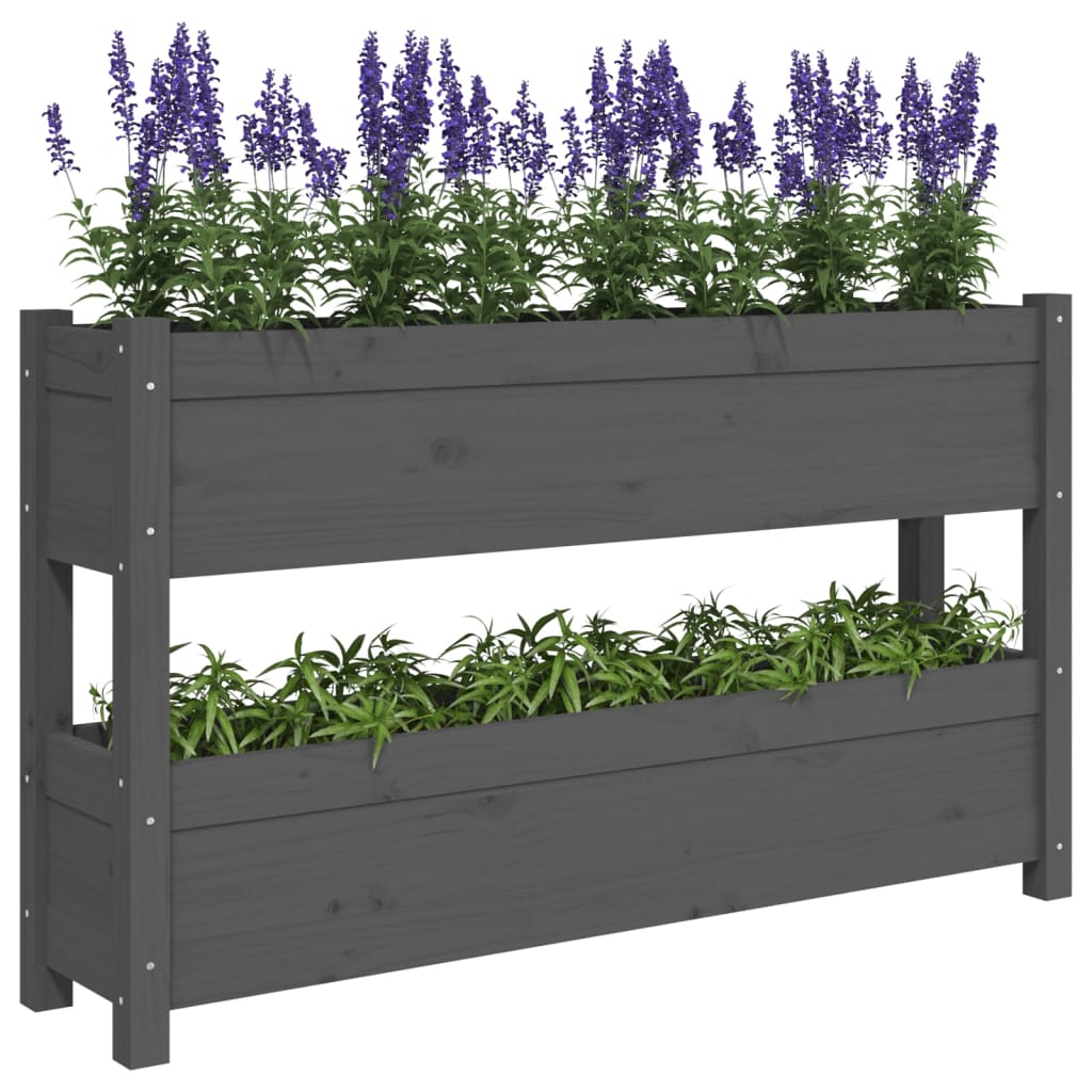 Plantenbak 112x25x66 cm massief grenenhout grijs - AllerleiShop