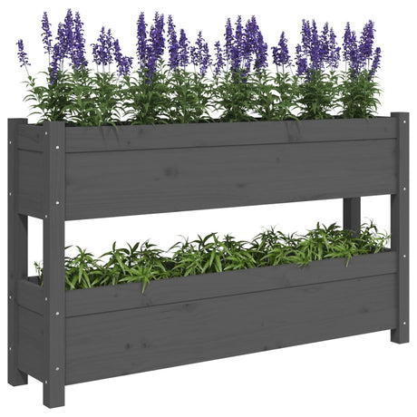 Plantenbak 112x25x66 cm massief grenenhout grijs - AllerleiShop