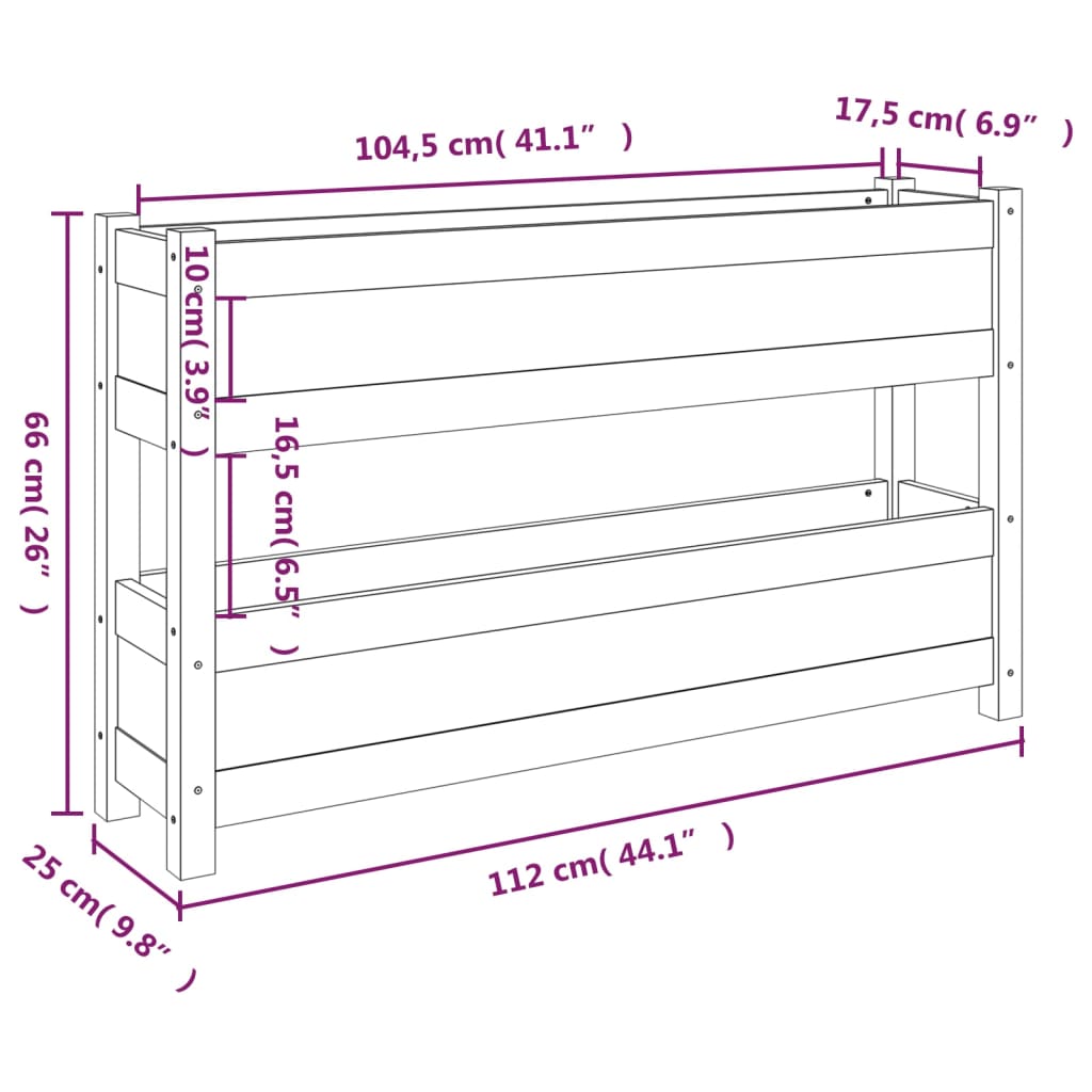 Plantenbak 112x25x66 cm massief grenenhout grijs - AllerleiShop