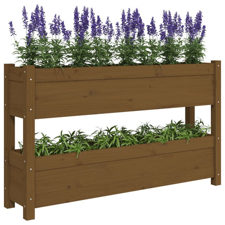 Plantenbak 112x25x66 cm massief grenenhout honingbruin - AllerleiShop