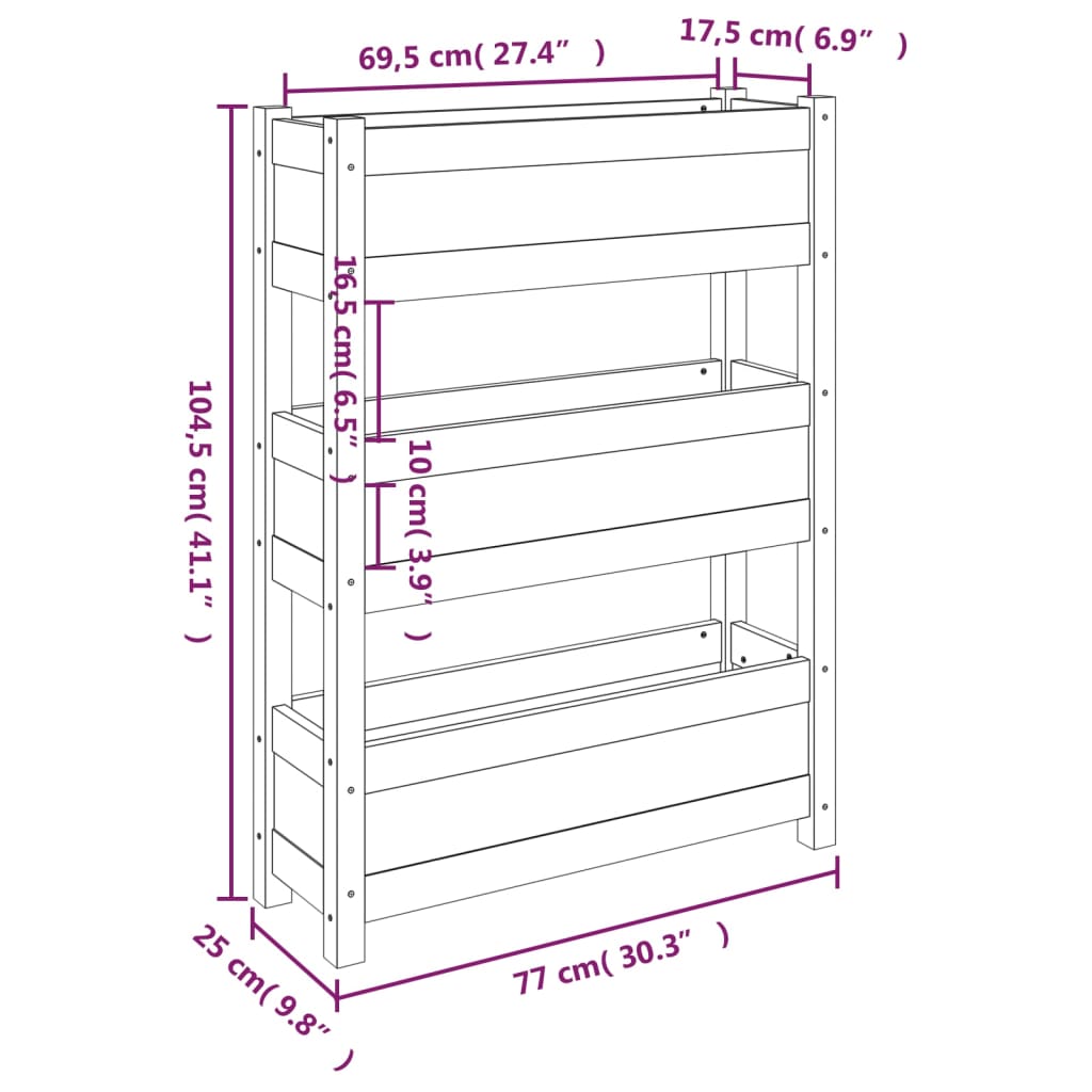 Plantenbak 77x25x104,5 cm massief grenenhout - AllerleiShop