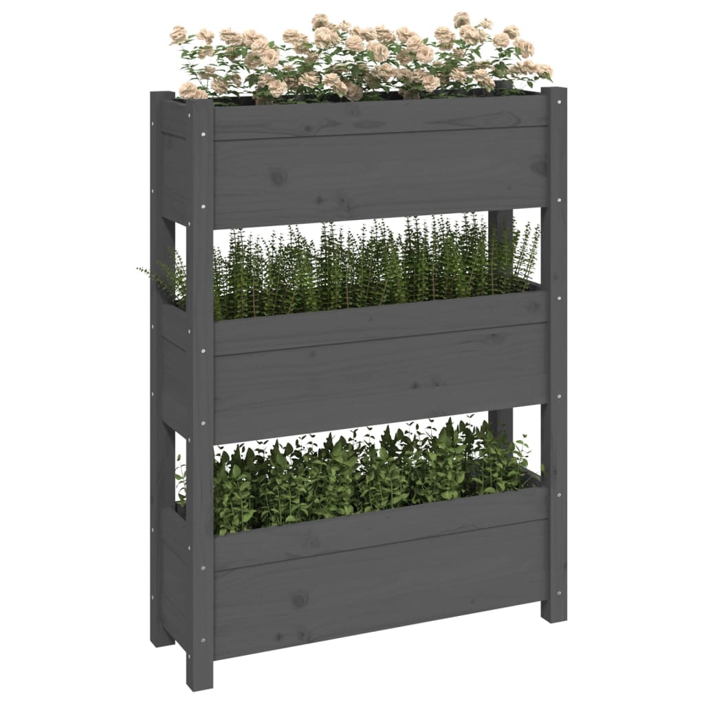 Plantenbak 77x25x104,5 cm massief grenenhout grijs - AllerleiShop