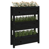 Plantenbak 77x25x104,5 cm massief grenenhout zwart - AllerleiShop