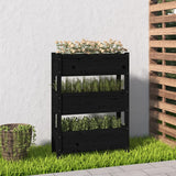 Plantenbak 77x25x104,5 cm massief grenenhout zwart - AllerleiShop