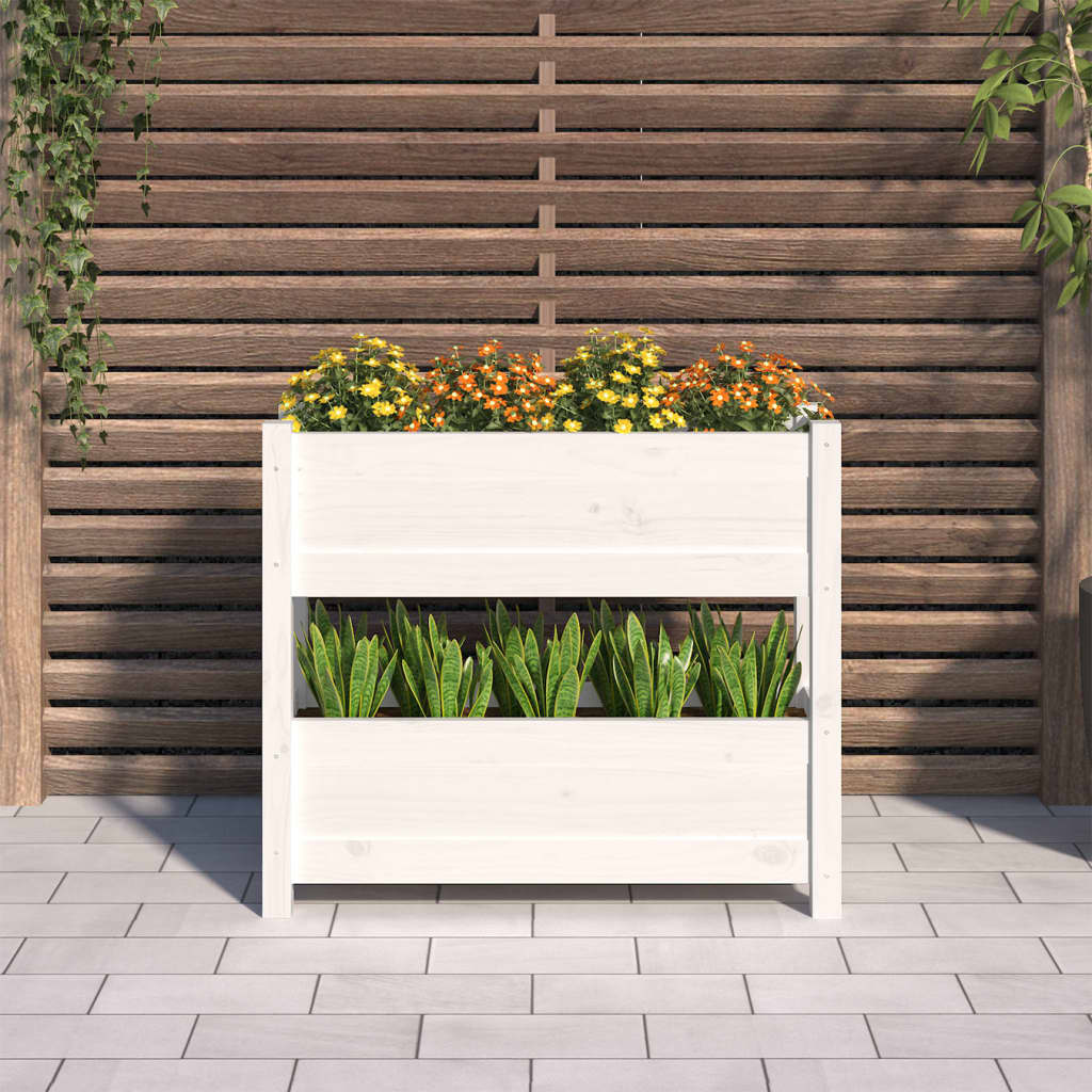 Plantenbak 77x25x66 cm massief grenenhout wit - AllerleiShop