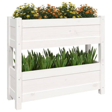 Plantenbak 77x25x66 cm massief grenenhout wit - AllerleiShop