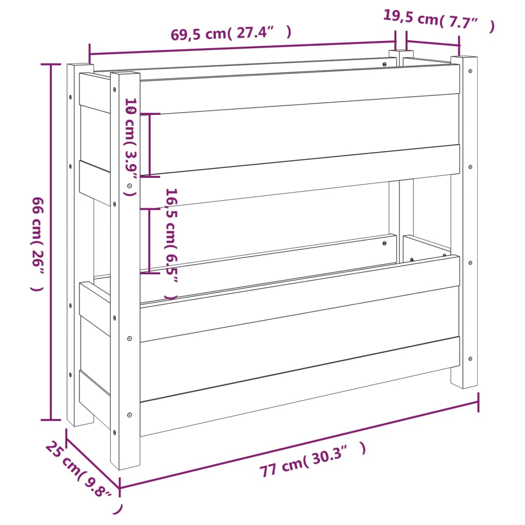 Plantenbak 77x25x66 cm massief grenenhout grijs - AllerleiShop