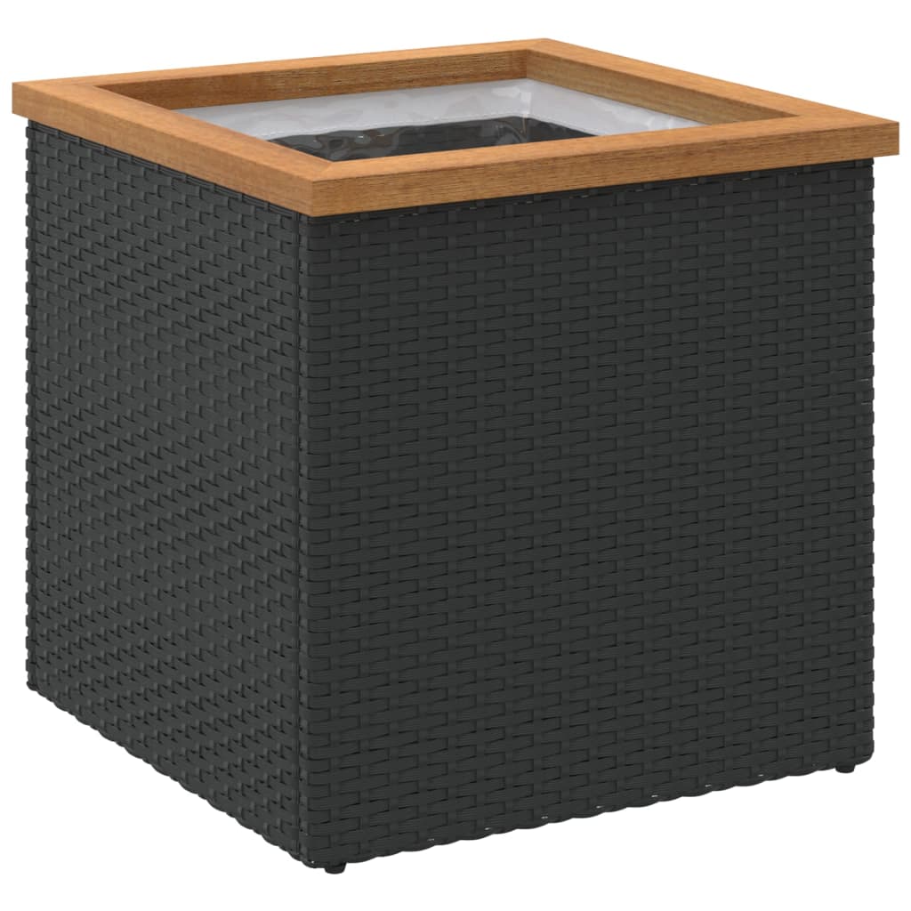 Plantenbak 40x40x40 cm poly rattan zwart