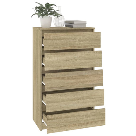 Ladekast 60x36x103 cm bewerkt hout sonoma eikenkleurig - AllerleiShop