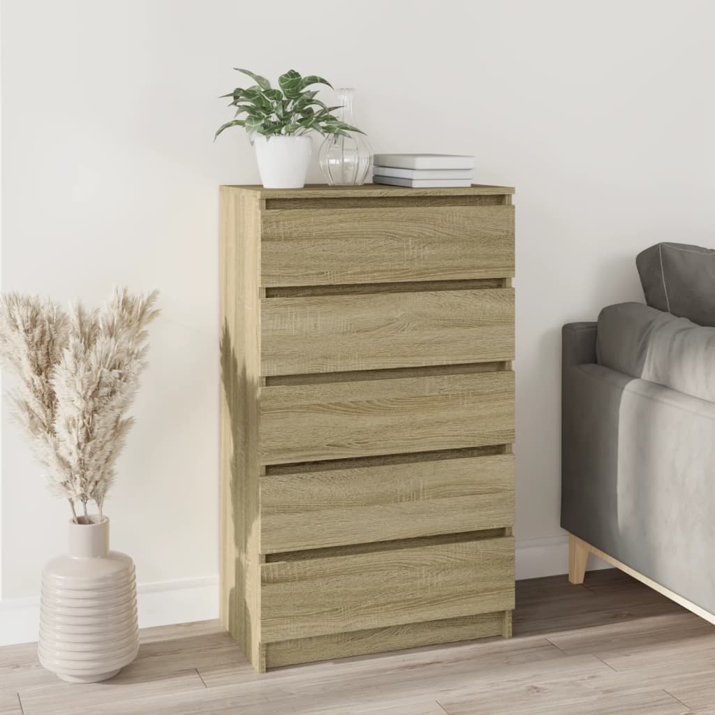 Ladekast 60x36x103 cm bewerkt hout sonoma eikenkleurig - AllerleiShop