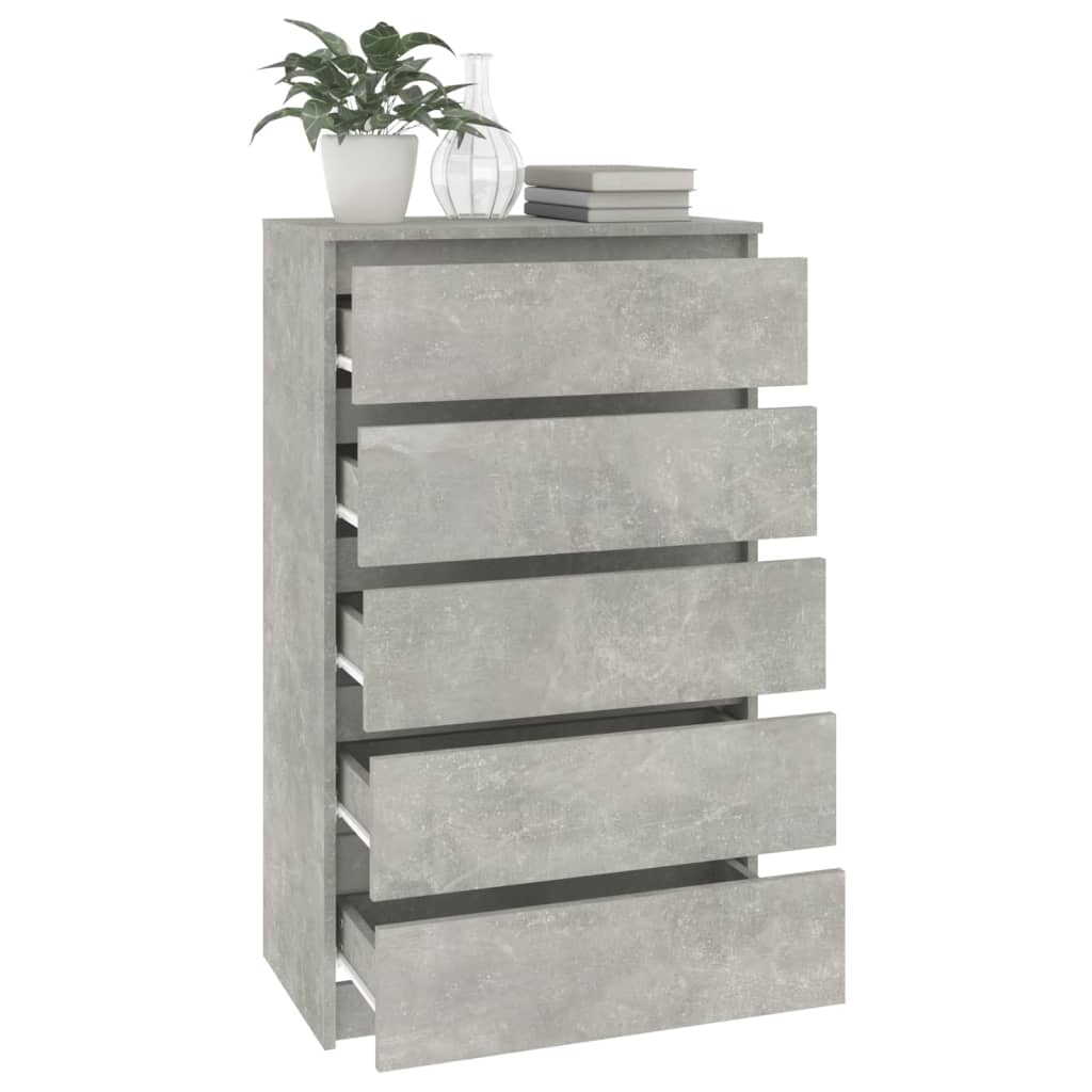 Ladekast 60x36x103 cm bewerkt hout betongrijs - AllerleiShop