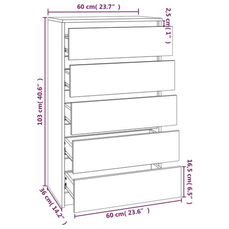 Ladekast 60x36x103 cm bewerkt hout betongrijs - AllerleiShop