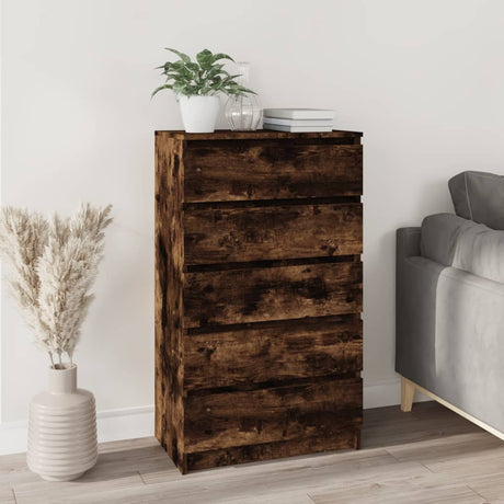 Ladekast 60x36x103 cm bewerkt hout gerookt eikenkleurig - AllerleiShop