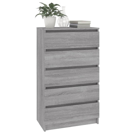 Ladekast 60x36x103 cm bewerkt hout grijs sonoma eikenkleurig - AllerleiShop