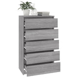 Ladekast 60x36x103 cm bewerkt hout grijs sonoma eikenkleurig - AllerleiShop