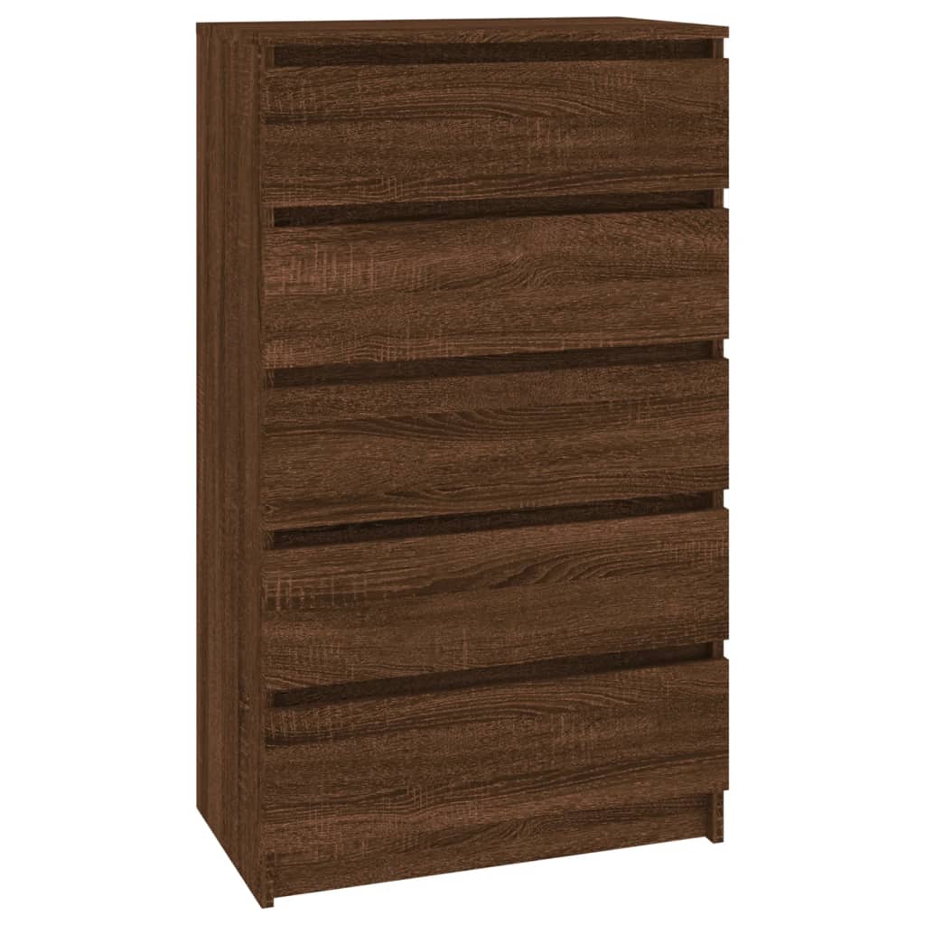 Ladekast 60x36x103 cm bewerkt hout bruin eikenkleur - AllerleiShop