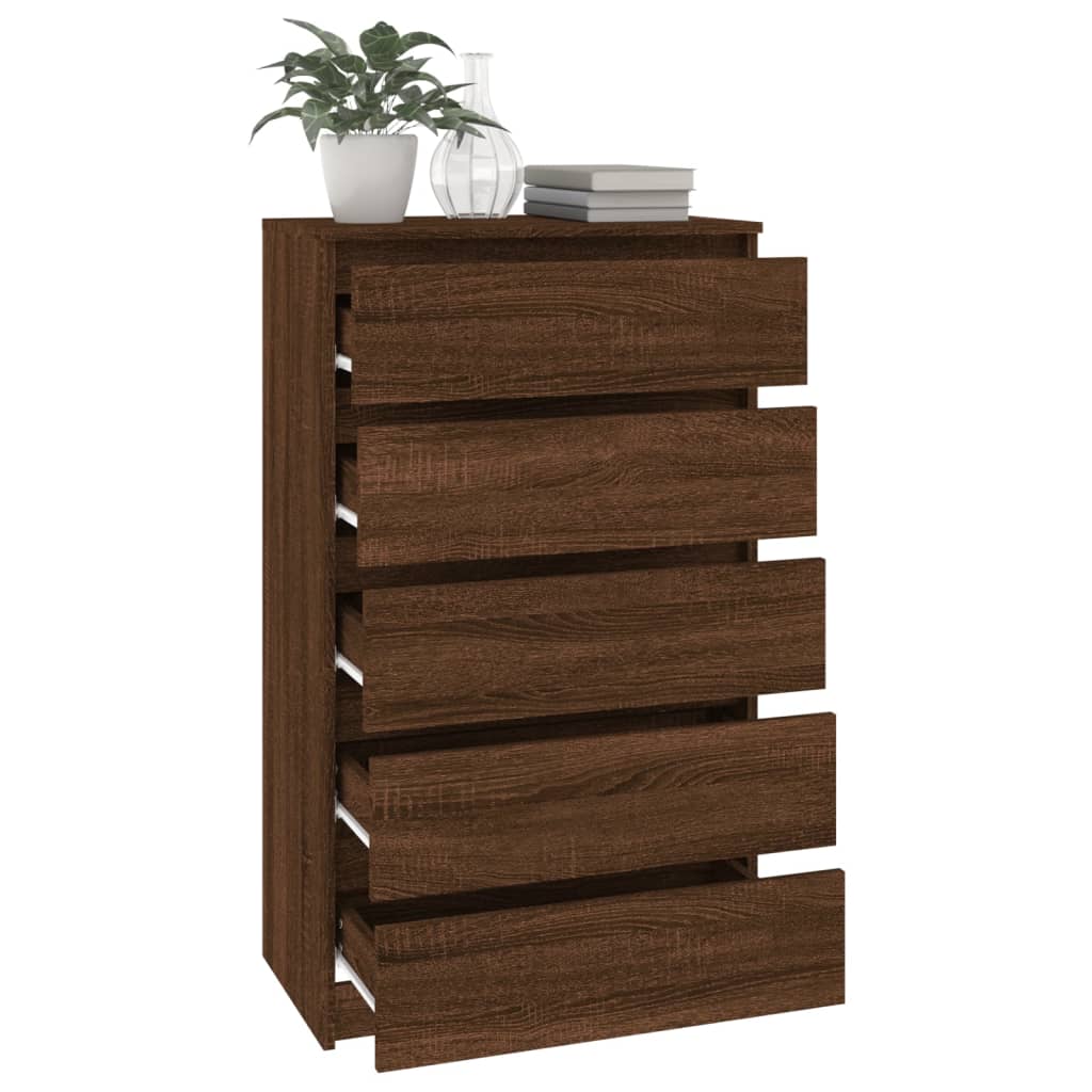 Ladekast 60x36x103 cm bewerkt hout bruin eikenkleur - AllerleiShop