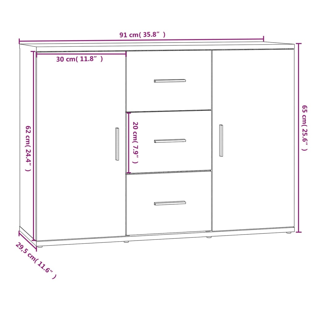 Dressoir 91x29,5x65 cm bewerkt hout zwart - AllerleiShop