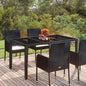 Tuintafel met glazen blad 150x90x75 cm poly rattan zwart - AllerleiShop