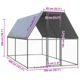 Buitenhok voor kippen 2x4x2 m gegalvaniseerd staal