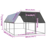 Buitenhok voor kippen 3x6x2 m gegalvaniseerd staal