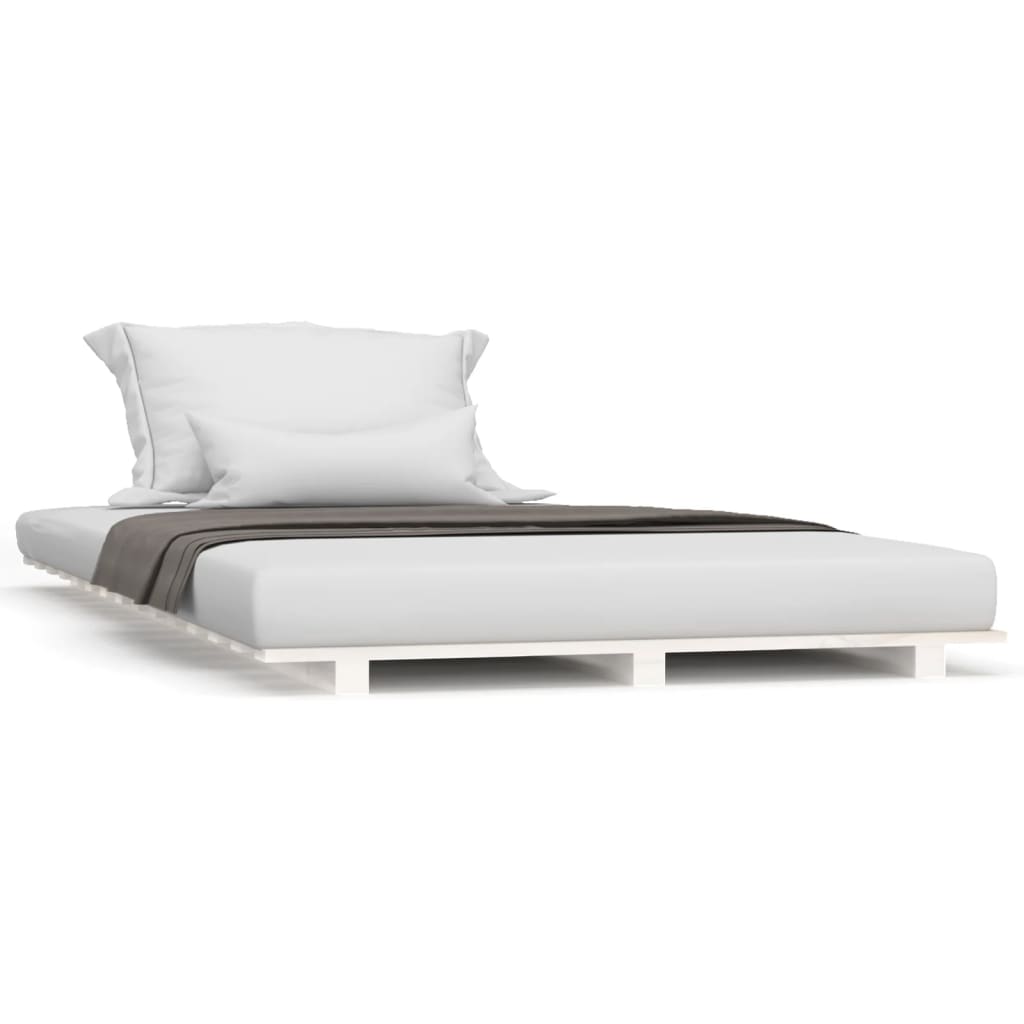 Bedframe 90x190 cm massief grenenhout wit - AllerleiShop