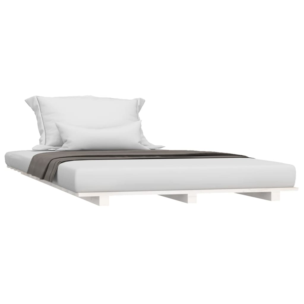 Bedframe 90x190 cm massief grenenhout wit - AllerleiShop
