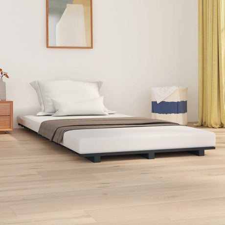 Bedframe 90x190 cm massief grenenhout grijs - AllerleiShop
