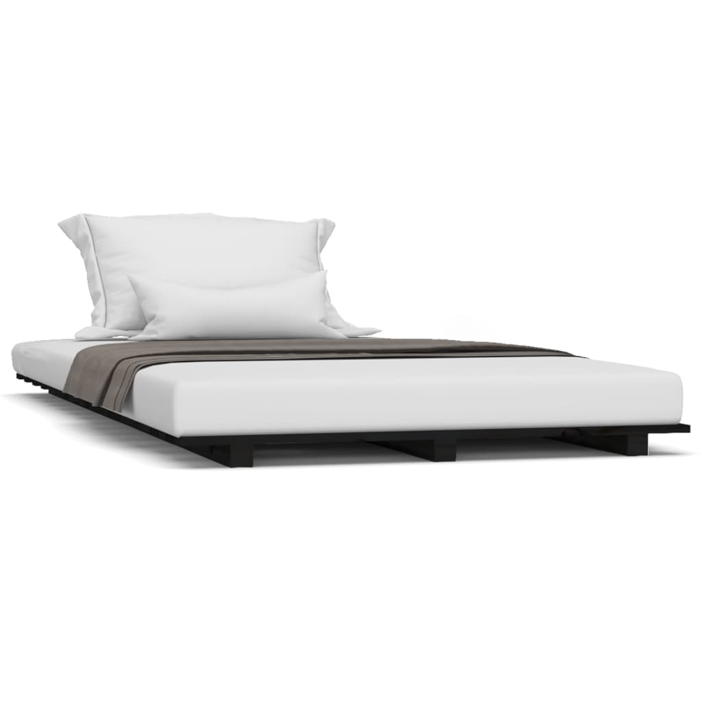 Bedframe 90x190 cm massief grenenhout zwart - AllerleiShop