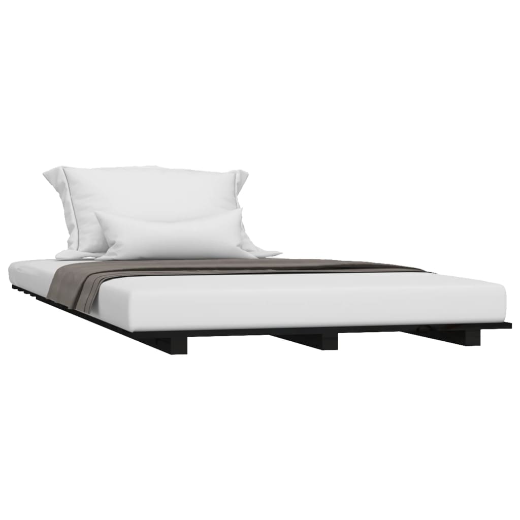 Bedframe 90x190 cm massief grenenhout zwart - AllerleiShop