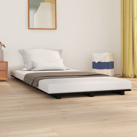 Bedframe 75x190 cm massief grenenhout zwart - AllerleiShop