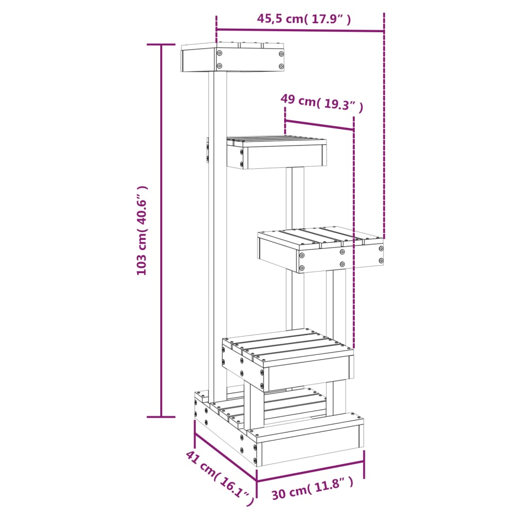 Kattenmeubel 45,5x49x103 cm massief grenenhout - AllerleiShop