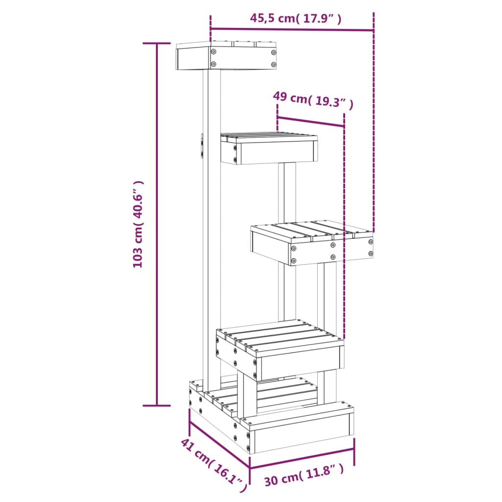 Kattenmeubel 45,5x49x103 cm massief grenenhout wit - AllerleiShop