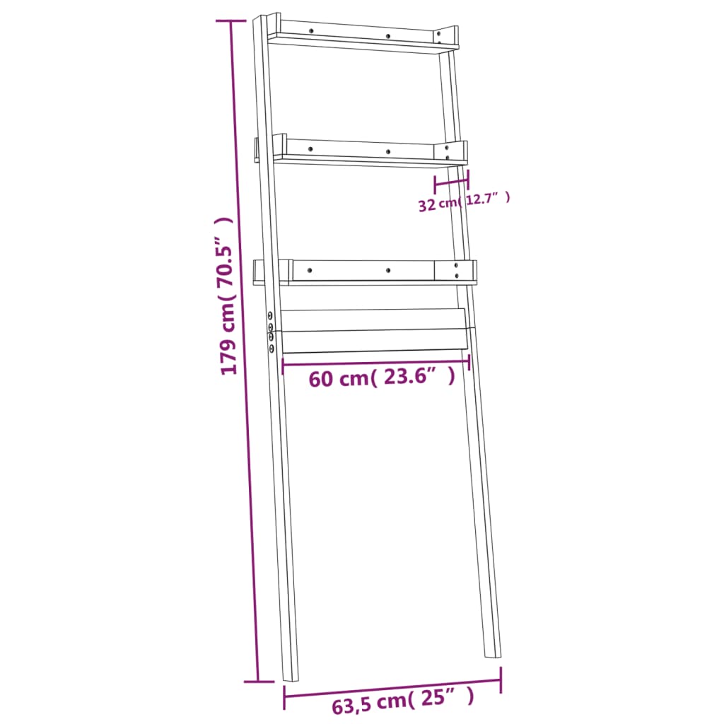 Toiletrek 63,5x32x179 cm massief grenenhout - AllerleiShop