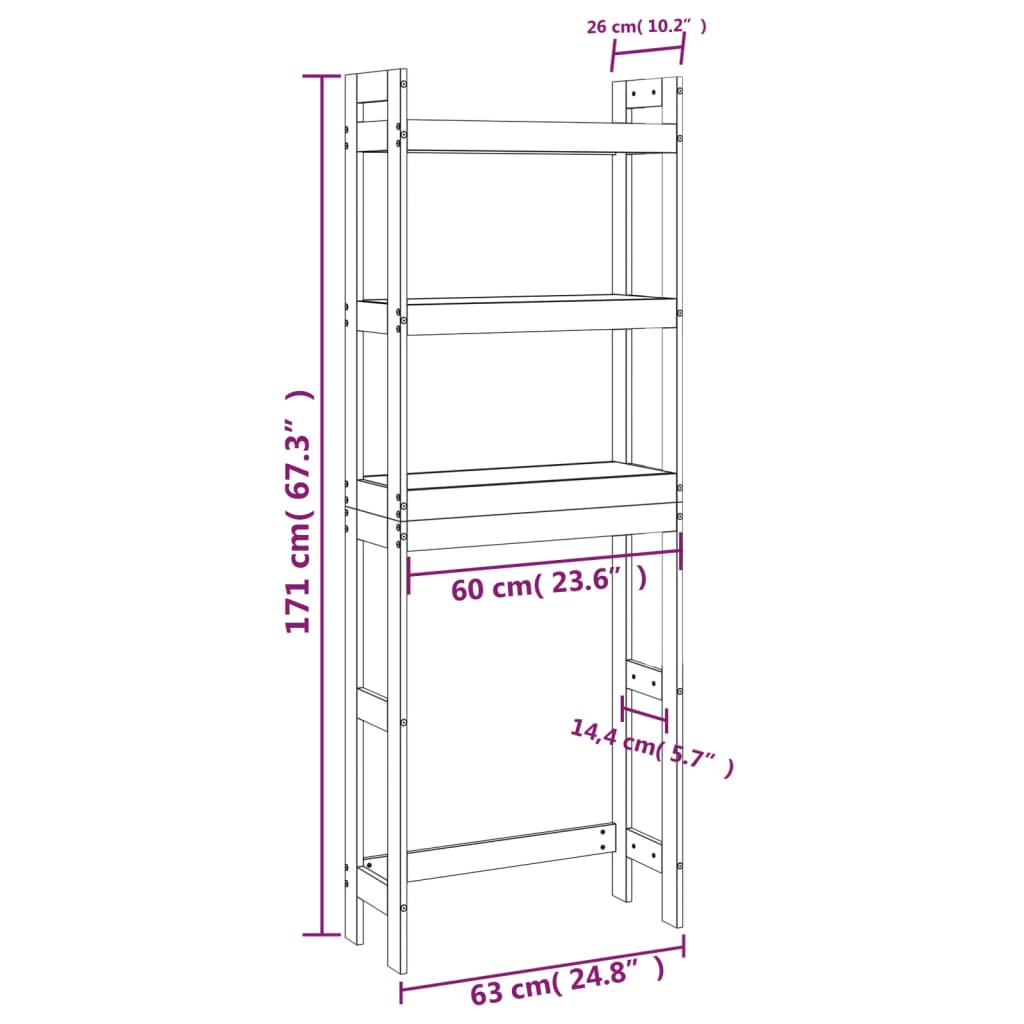 Toiletrek 63x26x171 cm massief grenenhout - AllerleiShop