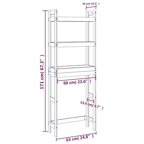 Toiletrek 63x26x171 cm massief grenenhout - AllerleiShop