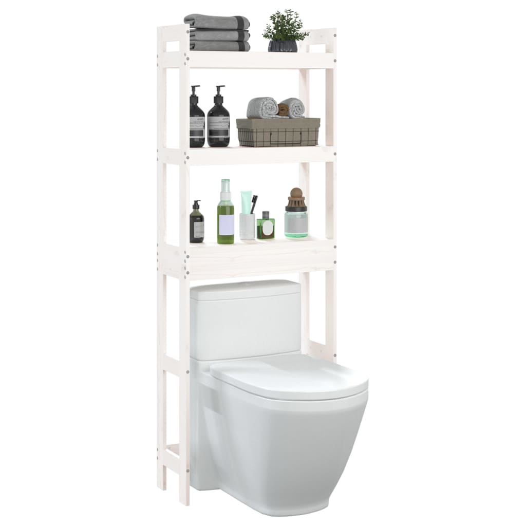 Toiletrek 63x26x171 cm massief grenenhout wit - AllerleiShop