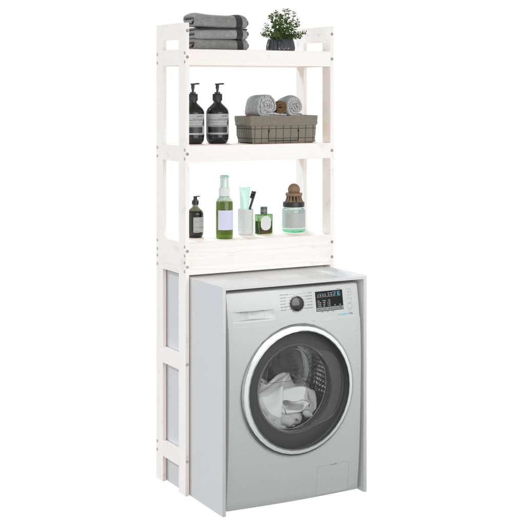 Toiletrek 63x26x171 cm massief grenenhout wit - AllerleiShop