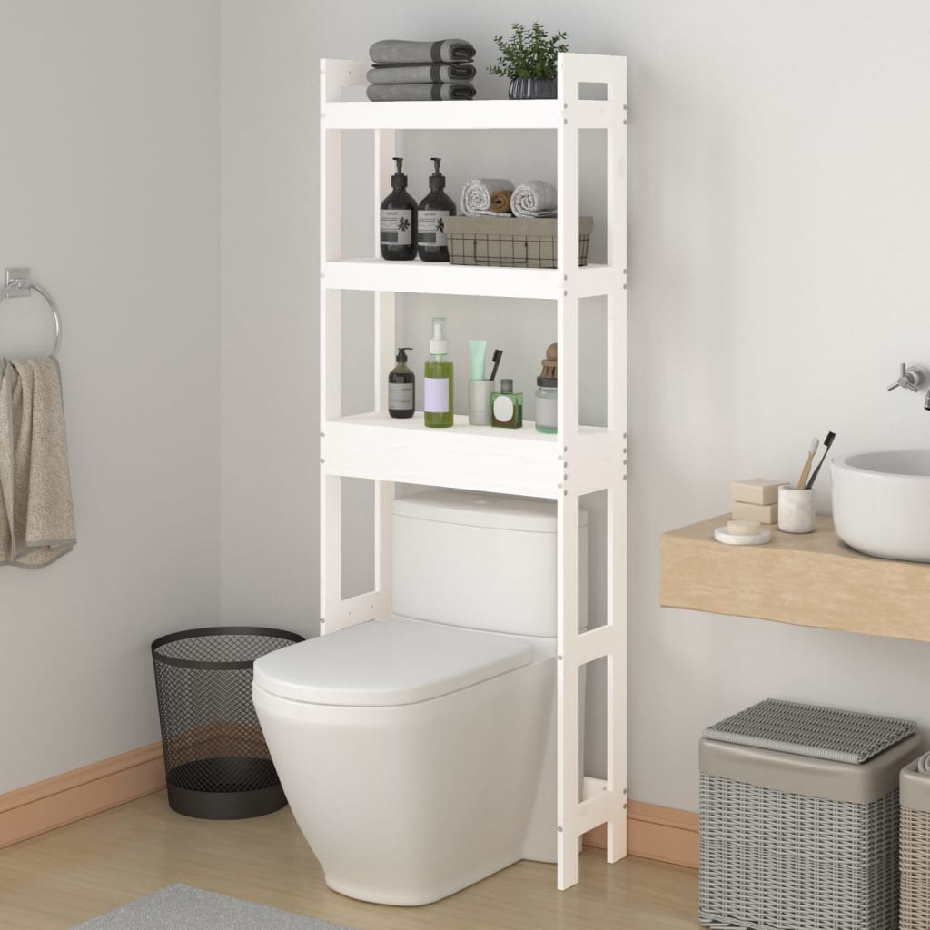 Toiletrek 63x26x171 cm massief grenenhout wit - AllerleiShop