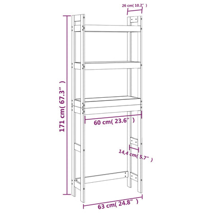 Toiletrek 63x26x171 cm massief grenenhout grijs - AllerleiShop