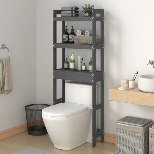 Toiletrek 63x26x171 cm massief grenenhout grijs - AllerleiShop