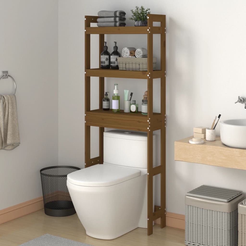 Toiletrek 63x26x171 cm massief grenenhout honingbruin - AllerleiShop