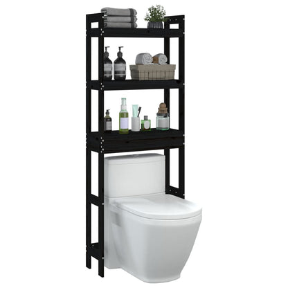 Toiletrek 63x26x171 cm massief grenenhout zwart - AllerleiShop