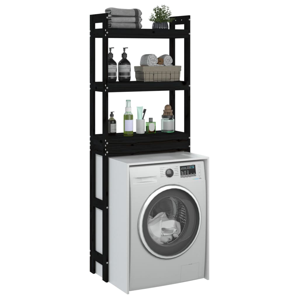 Toiletrek 63x26x171 cm massief grenenhout zwart - AllerleiShop