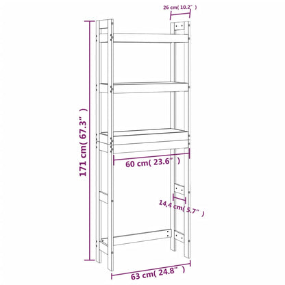 Toiletrek 63x26x171 cm massief grenenhout zwart - AllerleiShop