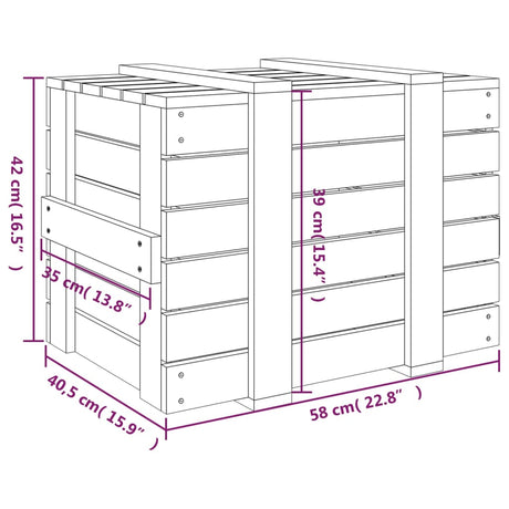 Opbergbox 58x40,5x42 cm massief grenenhout - AllerleiShop