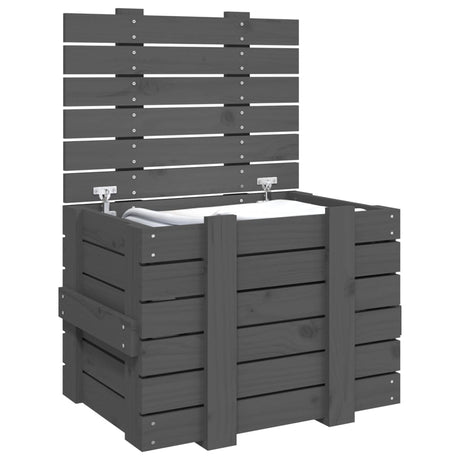 Opbergbox 58x40,5x42 cm massief grenenhout grijs - AllerleiShop